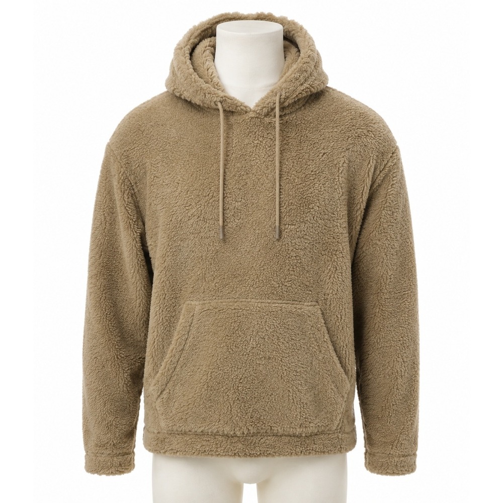 U2B Urban Basics Women's M Tan Sherpa Fleece Pullover Hoodie Fuzzy Teddy